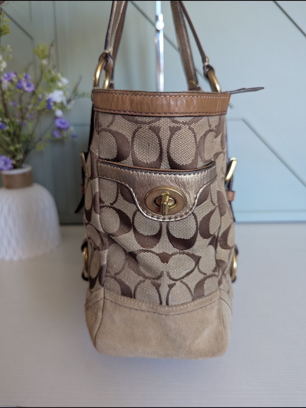 Coach Vintage Brown Signature Canvas Tote Bag - Picture 3 of 11